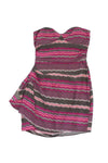 Strapless Silk Gathered Hidden Back Zipper Draped Zig Zag Print Dress