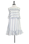 Back Zipper Striped Print Above the Knee Dress With Ruffles