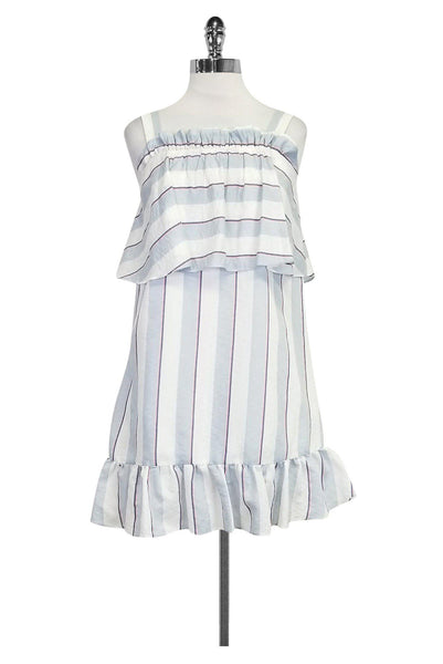 Above the Knee Striped Print Back Zipper Dress With Ruffles