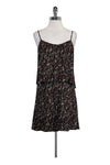 Floral Print Round Neck Pleated Elasticized Waistline Polyester Dress