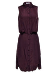 Sleeveless Button Front Lace Trim Dress