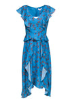 V-neck Polyester Ruffle Trim Fitted Floral Print Party Dress/Maxi Dress