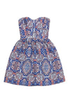 Strapless Polyester Paisley Print Fitted Ruched Back Zipper Sweetheart Dress