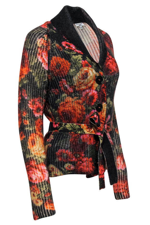 kam Voel me slecht Soedan Paul Smith - Grey, Red & Orange Floral Print Knit Cardigan w/ Belt Sz –  Current Boutique