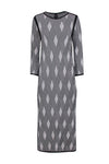 Sophisticated Round Neck Sweater Geometric Print Long Sleeves Knit Dress