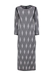 Sophisticated Long Sleeves Knit Geometric Print Round Neck Sweater Dress