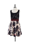 Lace Sleeveless General Print Full-Skirt Back Zipper Pocketed Dress