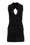 V-neck Sleeveless Front Zipper Cutout Bodycon Dress