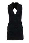 V-neck Front Zipper Cutout Sleeveless Bodycon Dress