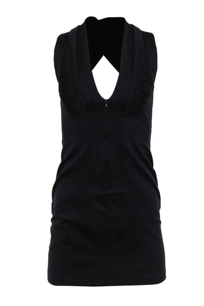 V-neck Cutout Front Zipper Sleeveless Bodycon Dress