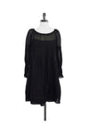 Long Sleeves Pleated Silk Dress