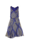 General Print Silk Elasticized Tie Waist Waistline Sleeveless Gathered Dress