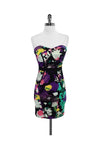 Strapless Back Zipper Cotton General Print Dress