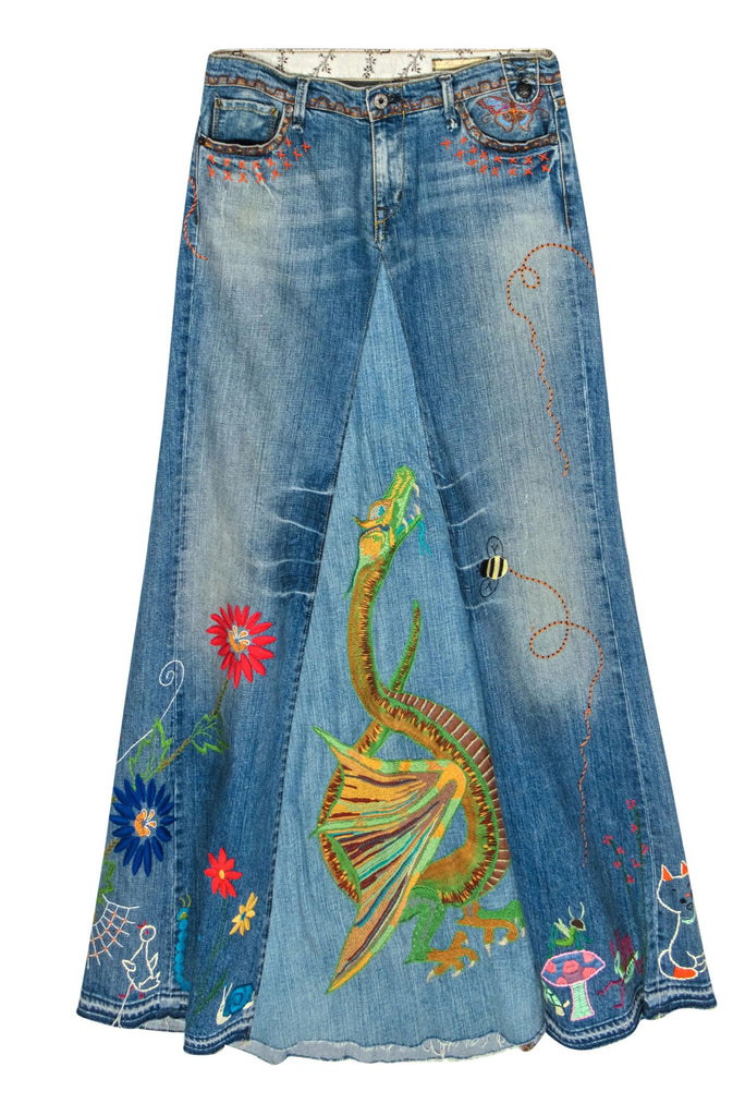 Polo Ralph Lauren - Denim Embroidered Upcycled Maxi Skirt Sz 6 – Current  Boutique