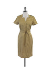 V-neck Belted Pocketed Hidden Side Zipper Short Sleeves Sleeves Dress