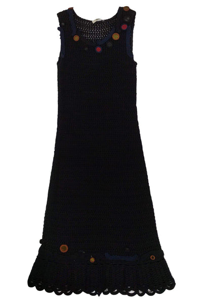 Knit Sleeveless Semi Sheer Round Neck Midi Dress