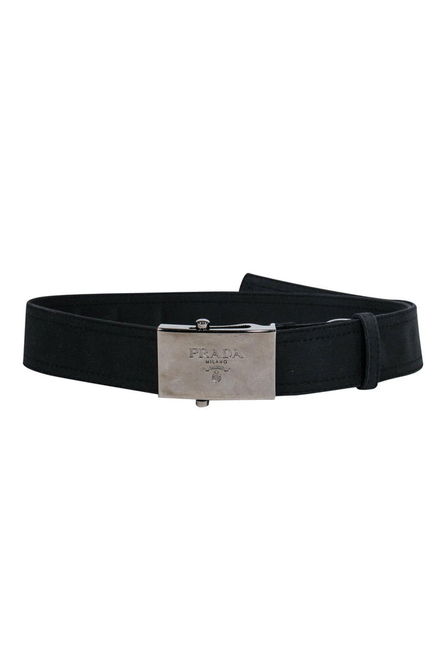 Prada - Black Nylon Belt w/ Engraved Square Buckle – Current Boutique