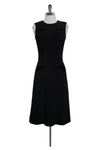 Sophisticated Round Neck Sleeveless Fitted Back Zipper Pocketed Little Black Dress