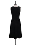 Sophisticated Sleeveless Round Neck Back Zipper Pocketed Fitted Little Black Dress