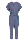 Plunging Neck Belted Front Zipper Pocketed Jumpsuit