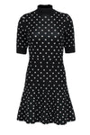 A-line Mock Neck Short Sleeves Sleeves Polka Dots Print Dress