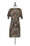 Short Sleeves Sleeves Round Neck General Print Silk Back Zipper Dress