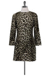 Shift Side Zipper Keyhole Round Neck Animal Leopard Print Long Sleeves Evening Dress