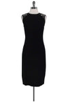 Sophisticated Below the Knee Sleeveless Button Closure Fitted Evening Dress/Little Black Dress