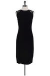 Sophisticated Sleeveless Below the Knee Button Closure Fitted Evening Dress/Little Black Dress