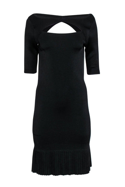 Sheath Cutout Pleated Cocktail Short Sleeves Sleeves Sheath Dress/Little Black Dress