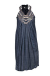 Shift Embroidered Sleeveless Summer Denim Dress