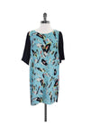 Short Sleeves Sleeves Silk Keyhole Button Closure General Print Dress