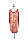 High-Low-Hem Paisley Print Ribbed Dress