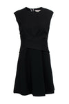 Cap Sleeves Sheath Draped Round Neck Sheath Dress