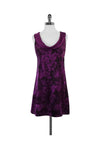 Floral Print Silk Banding Hidden Back Zipper Sleeveless Dress