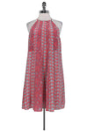 General Print Button Closure Spaghetti Strap Shift Scoop Neck Peasant Dress