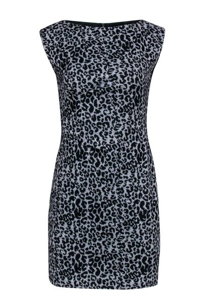 Sleeveless Animal Leopard Print Round Neck Sheath Sheath Dress