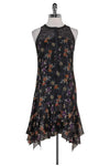 Tall Button Front Above the Knee Floral Print Dress With Ruffles