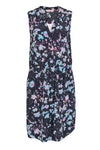 V-neck Summer Fall Elasticized Natural Waistline Sleeveless Gathered Floral Print Dress