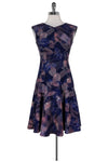 Dropped Waistline Abstract Print Back Zipper Sleeveless Dress