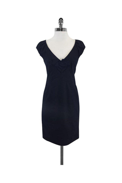 V-neck Cap Sleeves Hidden Back Zipper Dress