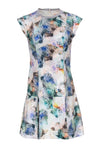 Round Neck Floral Print Cap Sleeves Dress