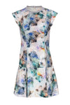 Round Neck Cap Sleeves Floral Print Dress