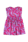 Strapless Back Zipper Tie Dye Print Dress