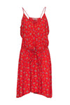 Belted Fitted Floral Print Elasticized Tie Waist Waistline Rayon Summer Dress