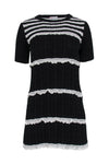 Striped Print Short Round Neck Fitted Short Sleeves Sleeves Dress