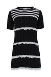 Striped Print Fitted Short Round Neck Short Sleeves Sleeves Dress