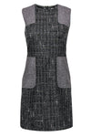 Tweed Sleeveless Hidden Back Zipper Pocketed Shift Scoop Neck Dress