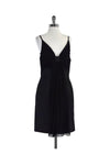 Gathered V Back Pleated Hidden Back Zipper Spaghetti Strap Dress With a Bow(s)