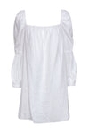 Square Neck Shift Banding Long Sleeves Linen Peasant Dress